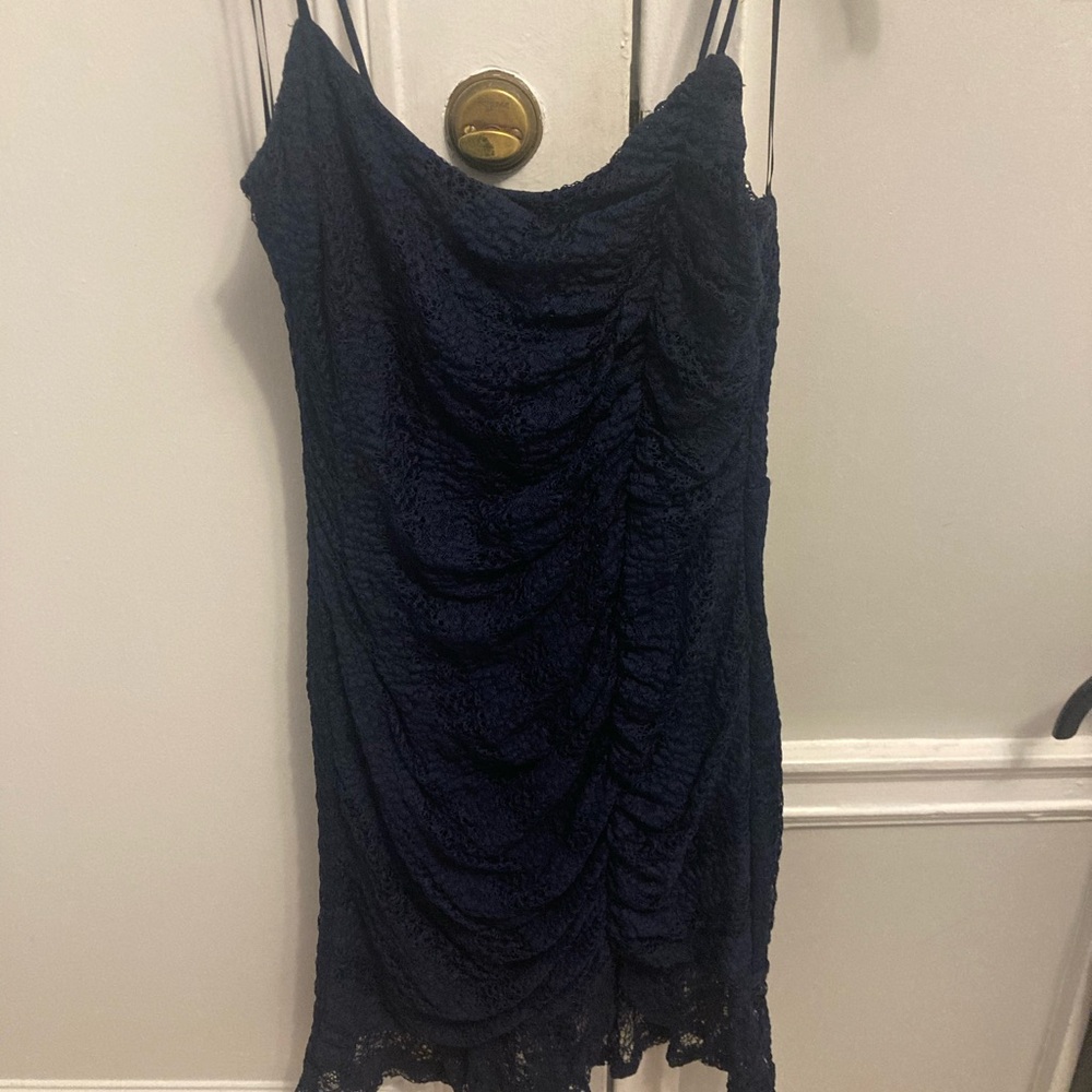 City Studio Blue Ruched Mini Slip Dress